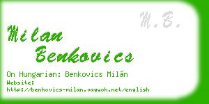 milan benkovics business card